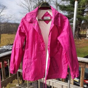 Vintage 90s Current Seen Large Hot Pink Nylon Lined Windbreaker Jacket Snap Up